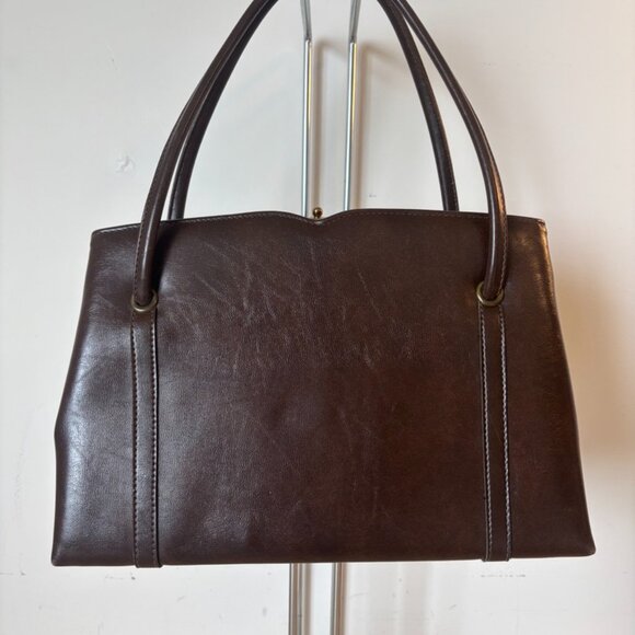 Vintage 1960s Brown Faux leather Handbag - Picture 1 of 8